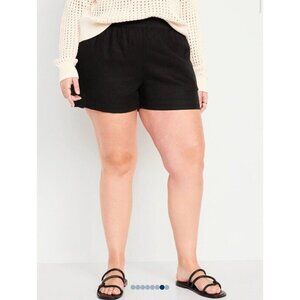 Old Navy High-Waisted Linen-Blend Pull-On‎ Shorts 3.5-inch inseam Size 4X Black